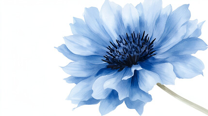 Watercolor cornflower, soft blue petals, isolated on white, gentle shading, natural floral form., ready to bring joy to any space , cartoon drawing, water color style