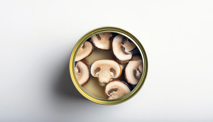 Wall Mural - Top View of Open Can of Sliced Mushrooms