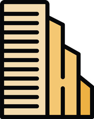 Poster - Stylized architectural drawing of a modern building featuring a facade with cascading terraces
