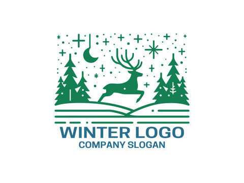 Winter logo design vector illustration. Christmas tree logo