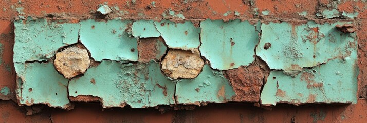 Poster - A weathered surface with peeling paint and exposed rust, showcasing the passage of time and the resilience of materials.