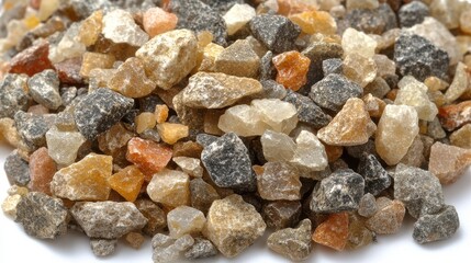 Aufkleber - Close-up of a pile of various colored gravel, including brown, tan, grey, and red, with each stone having a unique texture and shape.