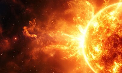 Wall Mural - Fiery Sun Eruption in Space