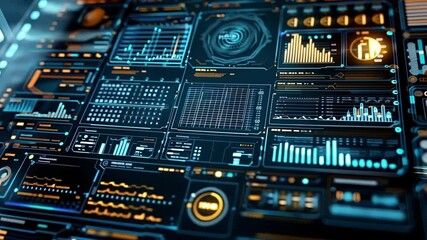 Aufkleber - Futuristic computer interface is displaying brain activity data, showing various charts and graphs, visualizing the power of neurotechnology