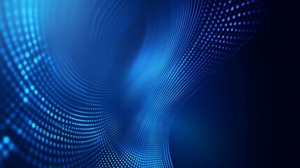 Aufkleber - Abstract blue wave of glowing dots against a dark background.