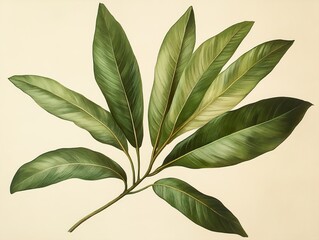 Poster - Green Tropical Leaves Botanical Illustration