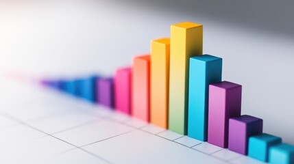 A 3D bar chart with vibrant colors, showing financial growth trends over time, set against a white background to emphasize the upward trajectory.