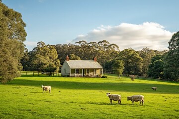 sapi sapi dan betis merumput di rumput di barat daya victoria, Australia. makan jerami dan silase. keturunan termasuk berbintik-bintik taman, murray abu-abu, angus dan brangus. generative ai