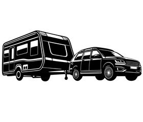 Wall Mural - Car towing camper caravan trailer 