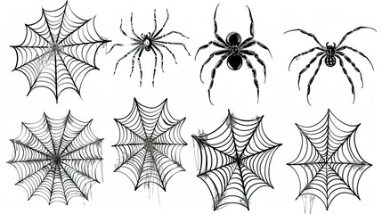 Hand drawn halloween spider webs collection, Halloween elements, Happy Halloween