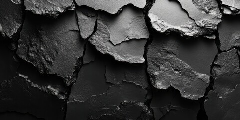 Aufkleber - Abstract Fractured Rock Texture A Monochrome Depiction of Nature's Rugged Beauty