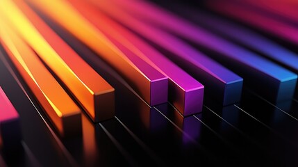 Poster - A colorful 3D bar graph displaying data trends with vibrant segments, set against a sleek black background, emphasizing modern data visualization techniques.