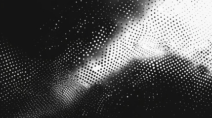 Sticker - Dynamic Black and White Abstract Halftone with Bold Circular Dot Pattern and Gradient Effect