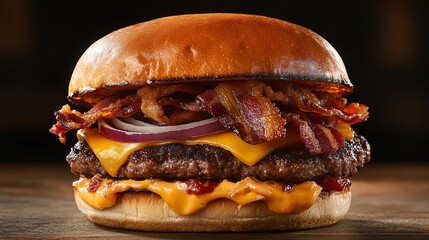 Sticker - A cheeseburger with bacon and onion.