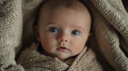 Sticker - A newborn baby sleeping peacefully in a basket.