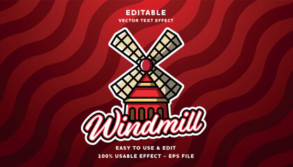 Poster - windmill editable logotype with modern and simple style