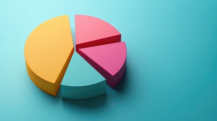Poster - A dynamic 3D pie chart illustrating market share distribution, with segments rising and falling, symbolizing changes in financial data.