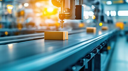 Poster - Detailed Shot of Factory Assembly Line Packaging Process