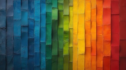 Poster - Abstract Palette of Vertical Painted Stripes Transitioning Through a Rainbow of Colors