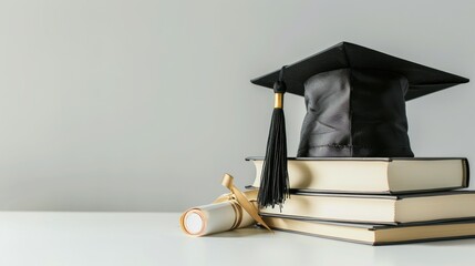 Wall Mural - Graduation Cap and Diploma on Books