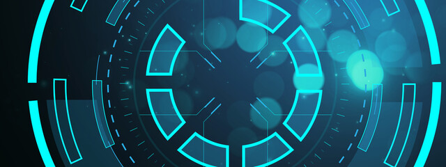 Fototapete - Futuristic technology modern blue background banner concept, hud display shape lines illustration vector art structure copyspace.