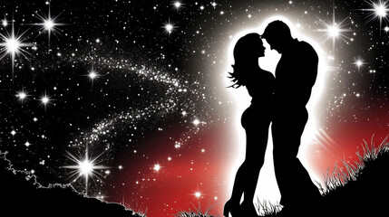 Wall Mural - twin flame love couple romance stargazing starry night kiss