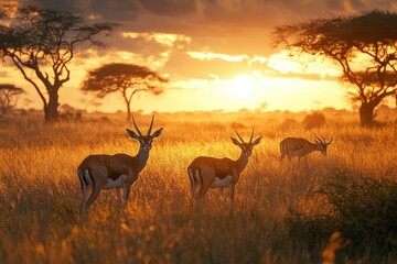  Wild african animals, antelope, evening ,generative ai