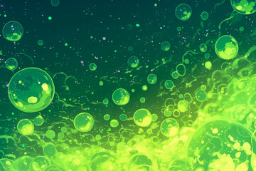 Wall Mural - green bubbles background image