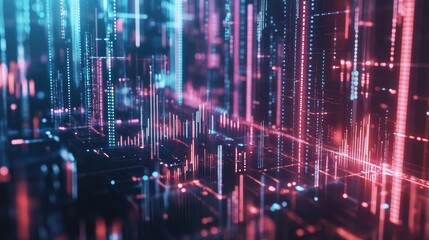 Poster - A visually appealing concept of multiple 3D financial graphs floating in a digital space, symbolizing the interconnectedness of various financial metrics and data.