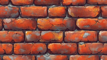 Poster - A weathered brick wall with a textured surface, displaying the passage of time and the resilience of nature