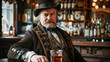 © Adrian Grosu - An elegant gentleman with a mustache and hat sitting in a bar