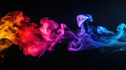 Poster - An artistic image of colorful smoke swirling against a black background, used for creative photography, emphasizing movement and fluidity in a captivating way.