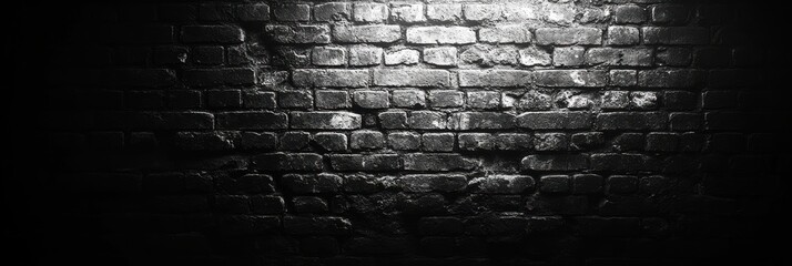 Poster - A Single Light Source Illuminates a Weathered Brick Wall, Creating a Dramatic Contrast Between the Dark and the Bright