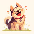 © Yueyue - cute flat cartoon puppy with anthropomorphic expression