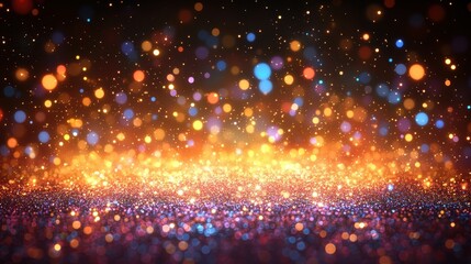 Poster - A Shimmering, Festive Background of Gold, Blue, and Orange Glitter, Perfect for Holiday and Celebration Designs