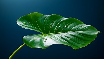 Wall Mural - Delicate Raindrop Resting on a Lush Green Leaf