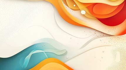 Poster - Abstract background with layered, wavy shapes in blue, yellow, and orange.