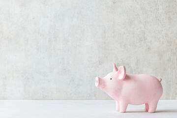 A pink piggy bank with flowers in it sits on a white table