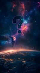 Doubt, Question Mark in Space, Infinity, Pattern Background, Wallpaper, Cover and Screen for Smartphone, PC, Laptop, 9:16 and 16:9 Format