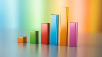 Aufkleber - A business bar chart illustrating annual financial performance, with different colored bars representing income, expenses, and profit, placed on a gradient background.