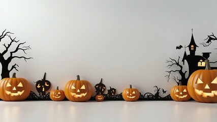 white background with Halloween decoration border 3d rendering