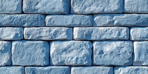 Poster - A Seamless Pattern of Light Blue Stone Bricks With a Rough Textured Surface
