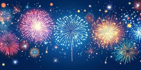 Wall Mural - art of colorful firework on dark blue background