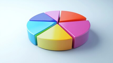 Fototapete - A clear, colorful pie chart illustrating the distribution of a company's operating costs, with each segment labeled and a slight 3D effect for added depth.