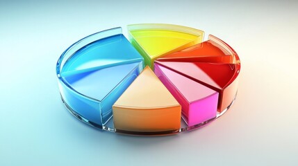Fototapete - A clear, colorful pie chart illustrating the distribution of a company's operating costs, with each segment labeled and a slight 3D effect for added depth.