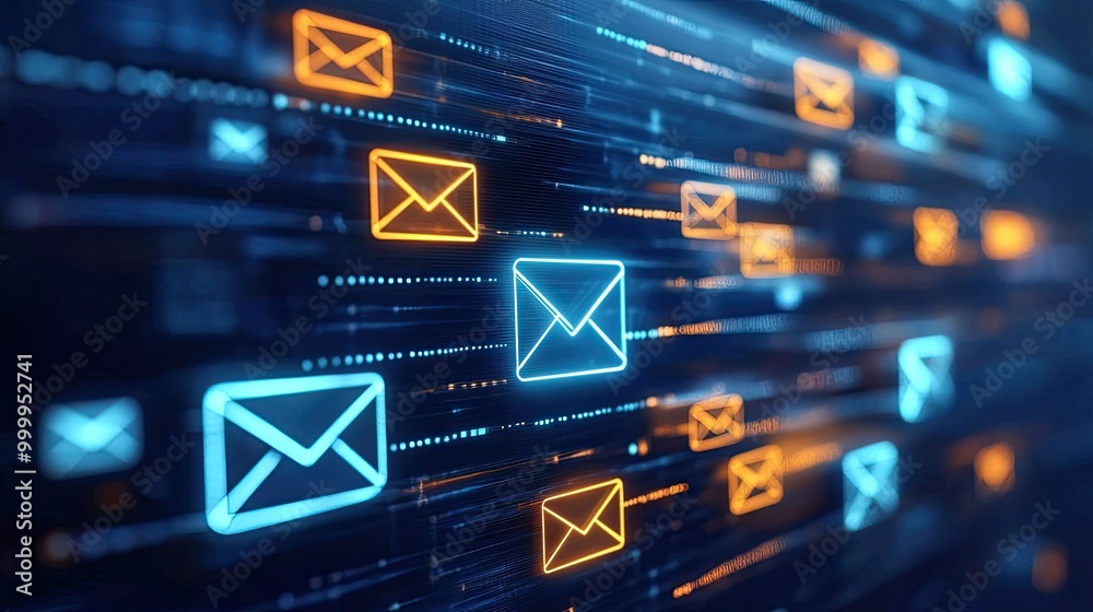 Digital email automation with spam filter icons, representing the power ...