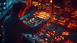 © Instrudify - A person standing at a control panel with too many glowing buttons, trying to press them all, causing the panel to spark.