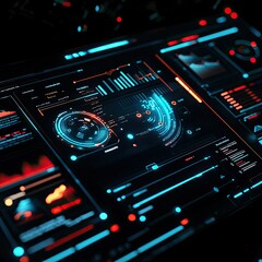 Poster - Futuristic digital dashboard with virtual data streams, showcasing advanced analytics and AI-driven insights.