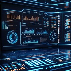Poster - Futuristic digital dashboard with virtual data streams, showcasing advanced analytics and AI-driven insights.