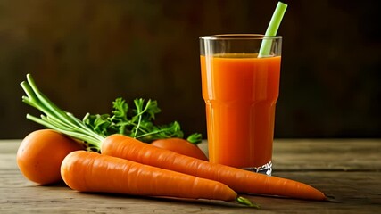 Canvas Print -  Freshly squeezed carrot juice  a healthy and vibrant choice